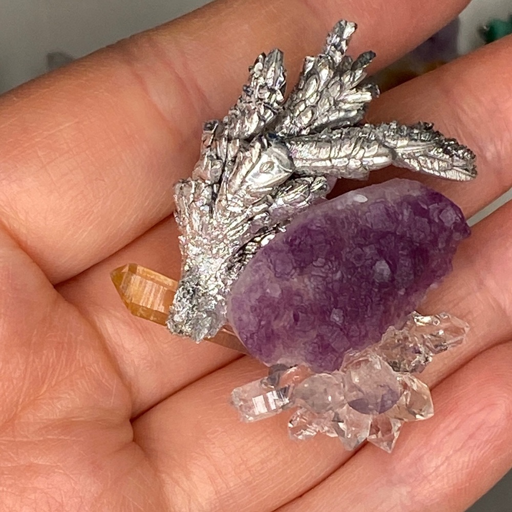 Purple Amethyst Cluster Statement Ring With Silve… - image 8